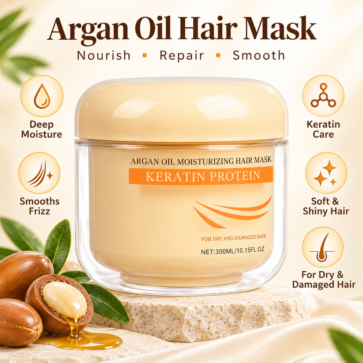 Keratin Hair Mask Deep Repair, Smoothness & Shine