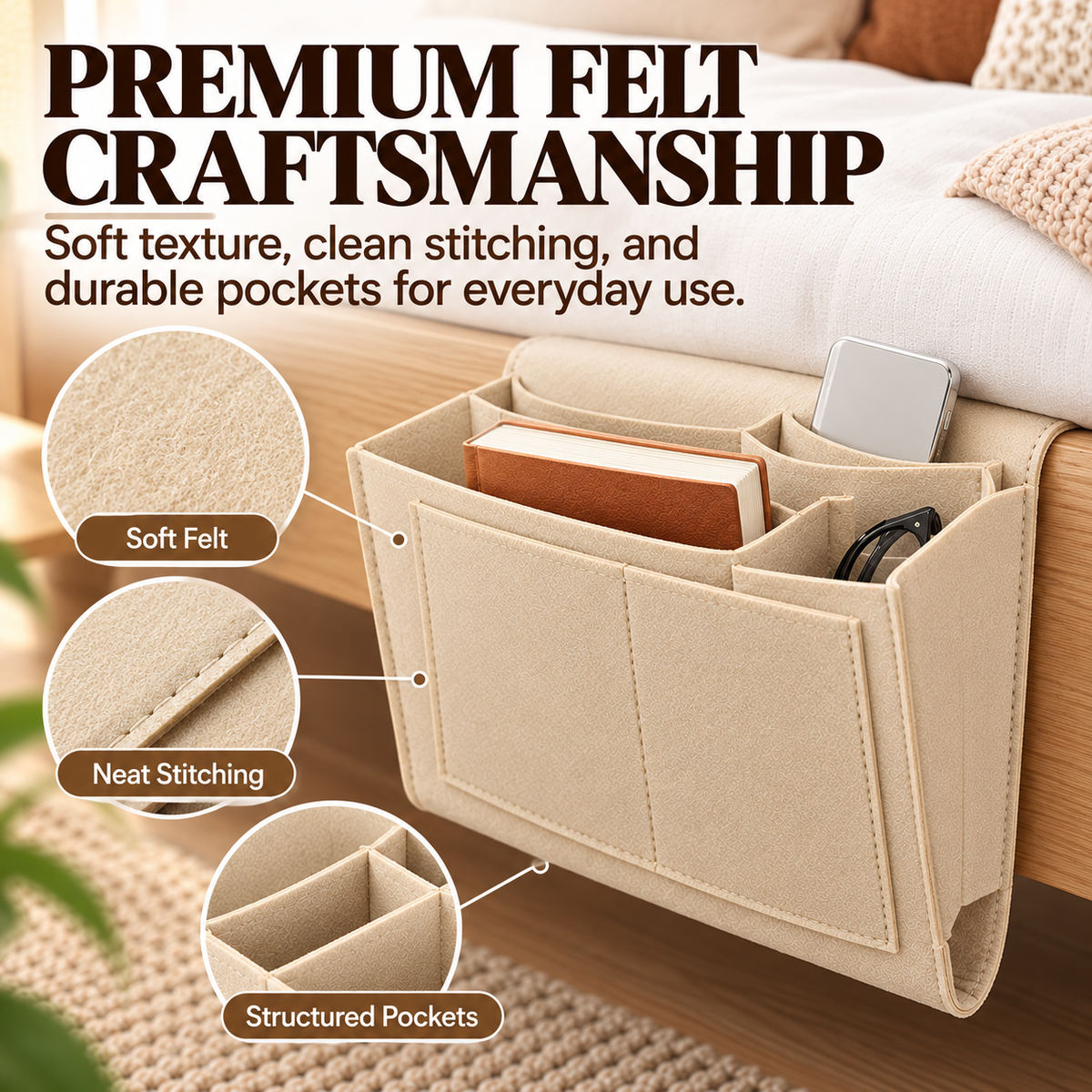 Bedside Hanging Organizer Keep Essentials Within Reach