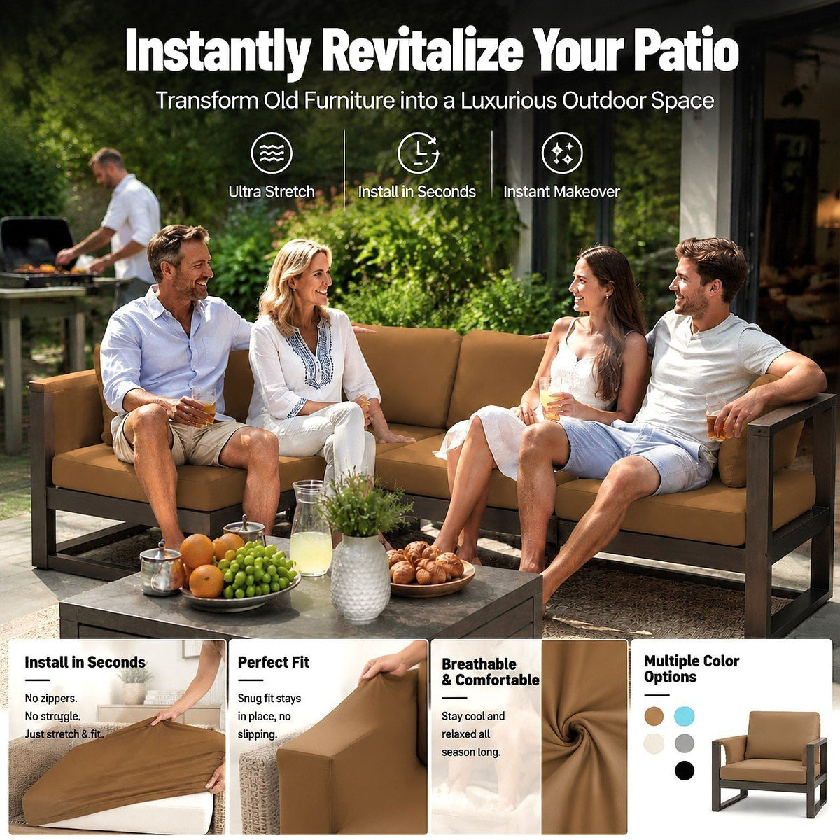 Stretch Sofa Cushion Covers Set (4 / 8 / 12 PCS)