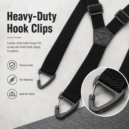 Heavy-Duty Men s Suspenders with Hook Clips Adjustable X/Y-Back Work Suspenders
