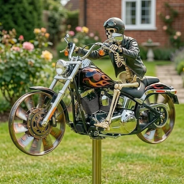 Skull Motorcycle Windmill Spinner