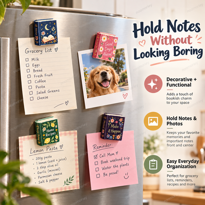 Tiny Library Mini Book Magnets 20-Piece Refrigerator Magnet Set