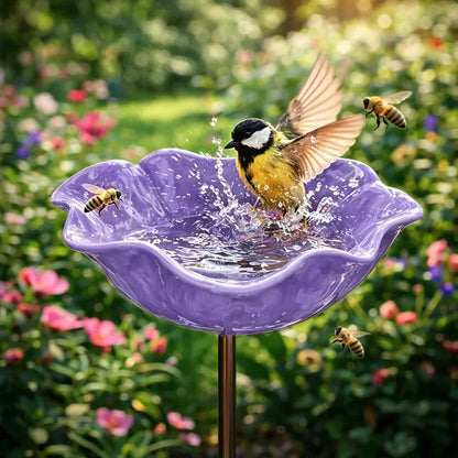Metal Flower Bird Waterer
