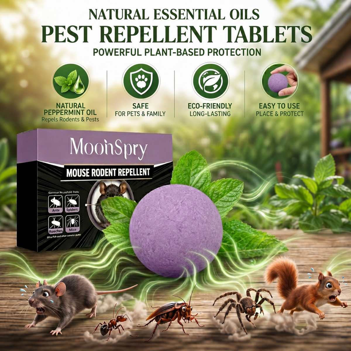 Limited Edition Natural Peppermint Rodent Repellent Tablets 12 Pack