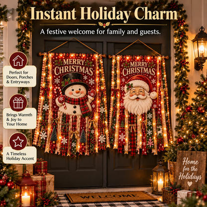 Lighted Christmas Door Hanging Decor