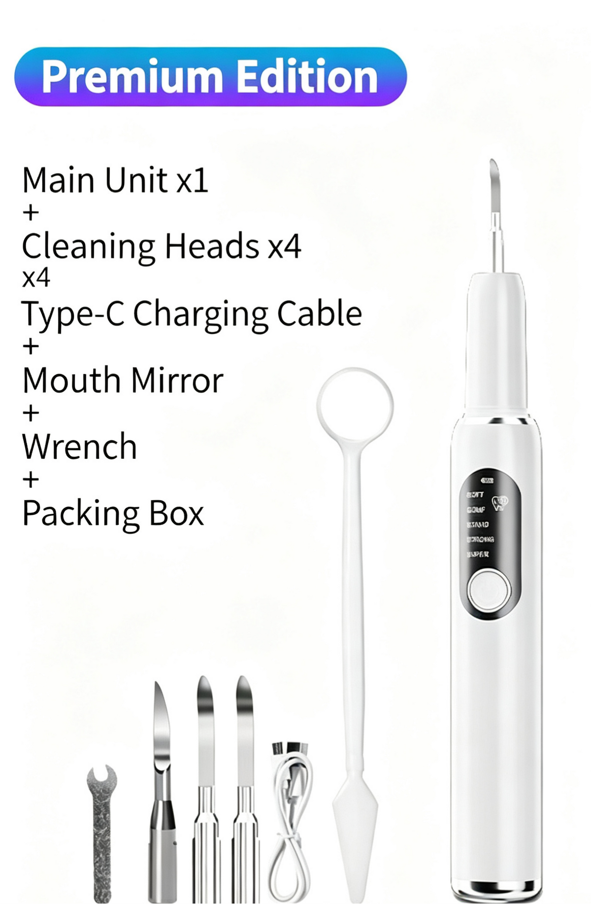 Ultrasonic Plaque and Tartar Remover, Professional Teeth Cleaning Kit (7-Piece Set) Safe and Gentle