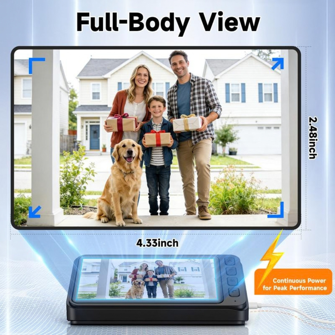 EntryView 1080P Video Doorbell with 4.3 Indoor Screen No App or Home Wi-Fi