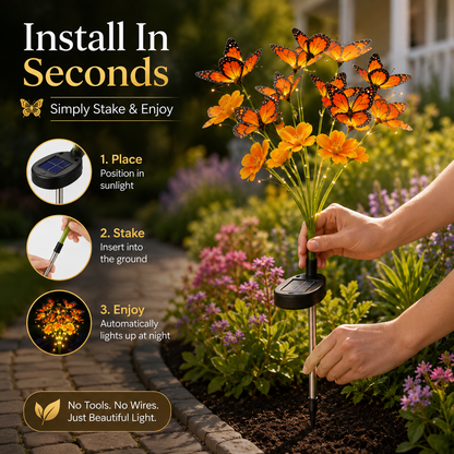 Solar Butterfly Flower Garden Stake Light Waterproof Outdoor Pathway Decor