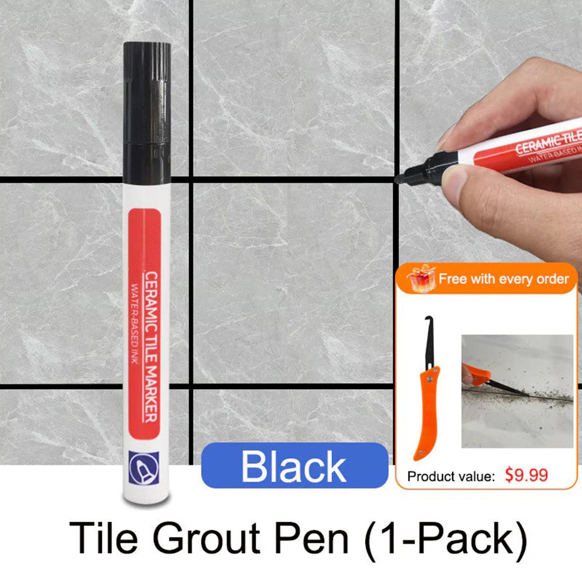 Anti-Mould Waterproof Tile Grout Pen | Tile Joint Repair & Refinishing Marker