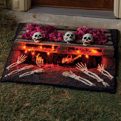 Halloween Plush Doormat Soft Crystal Velvet Entryway Mat, Non-Slip Front Door Rug for Festive Home Decor