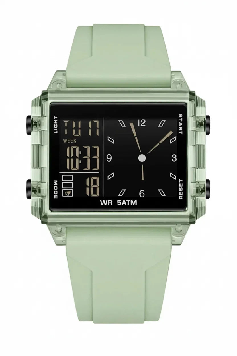Analog-Digital Sport Watch Waterproof, Luminous & Multi-Function