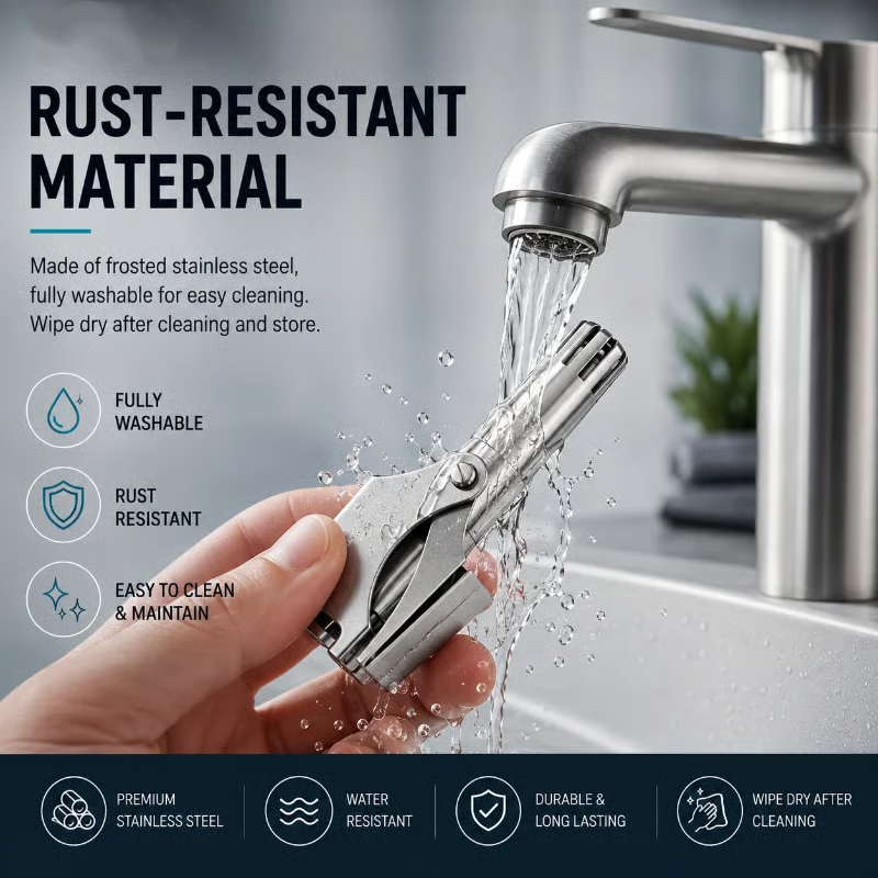 Manual Nose Hair Trimmer Stainless Steel 360 Trimmer, Waterproof & No Battery Required