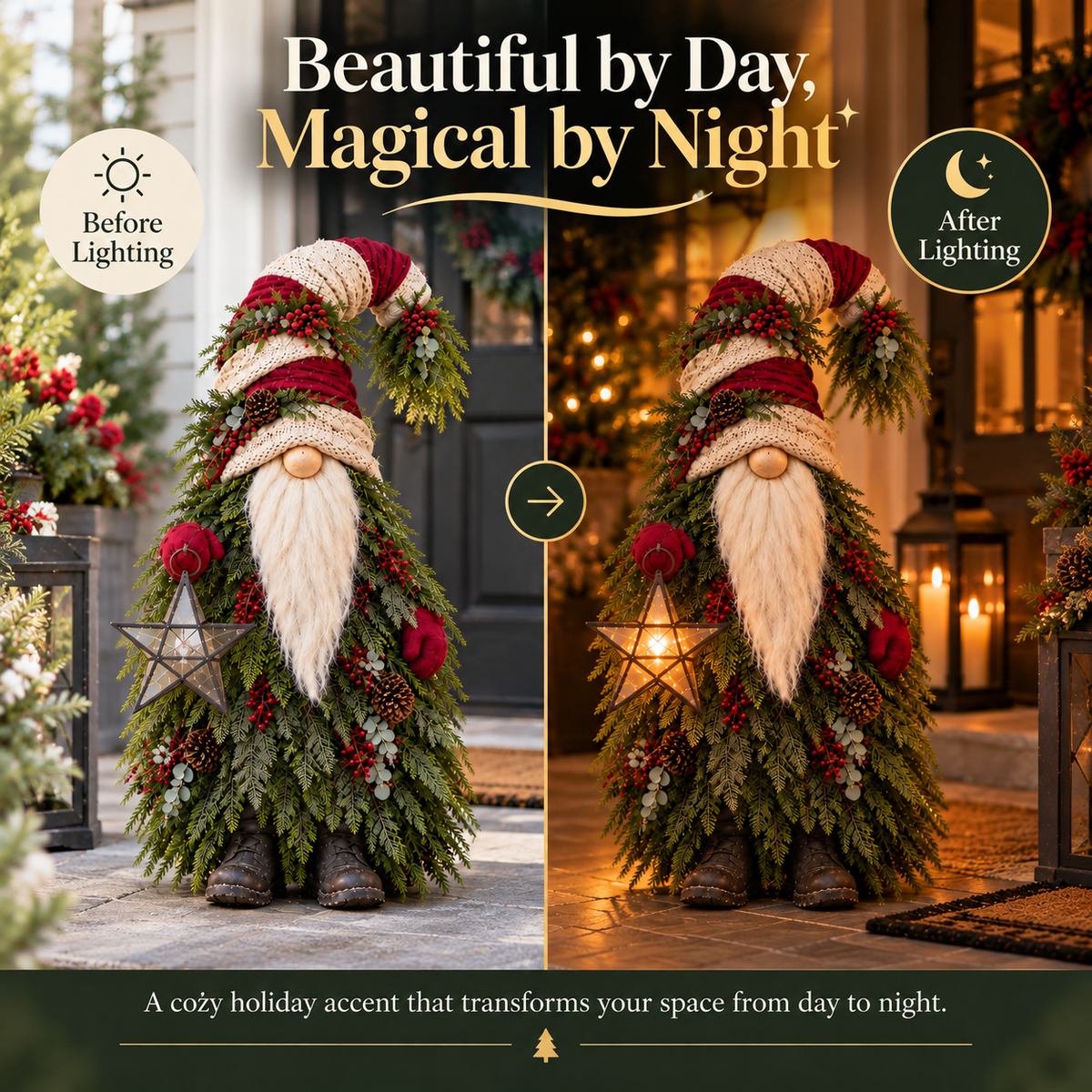 Evergreen Star Gnome Lighted Christmas Woodland Decor