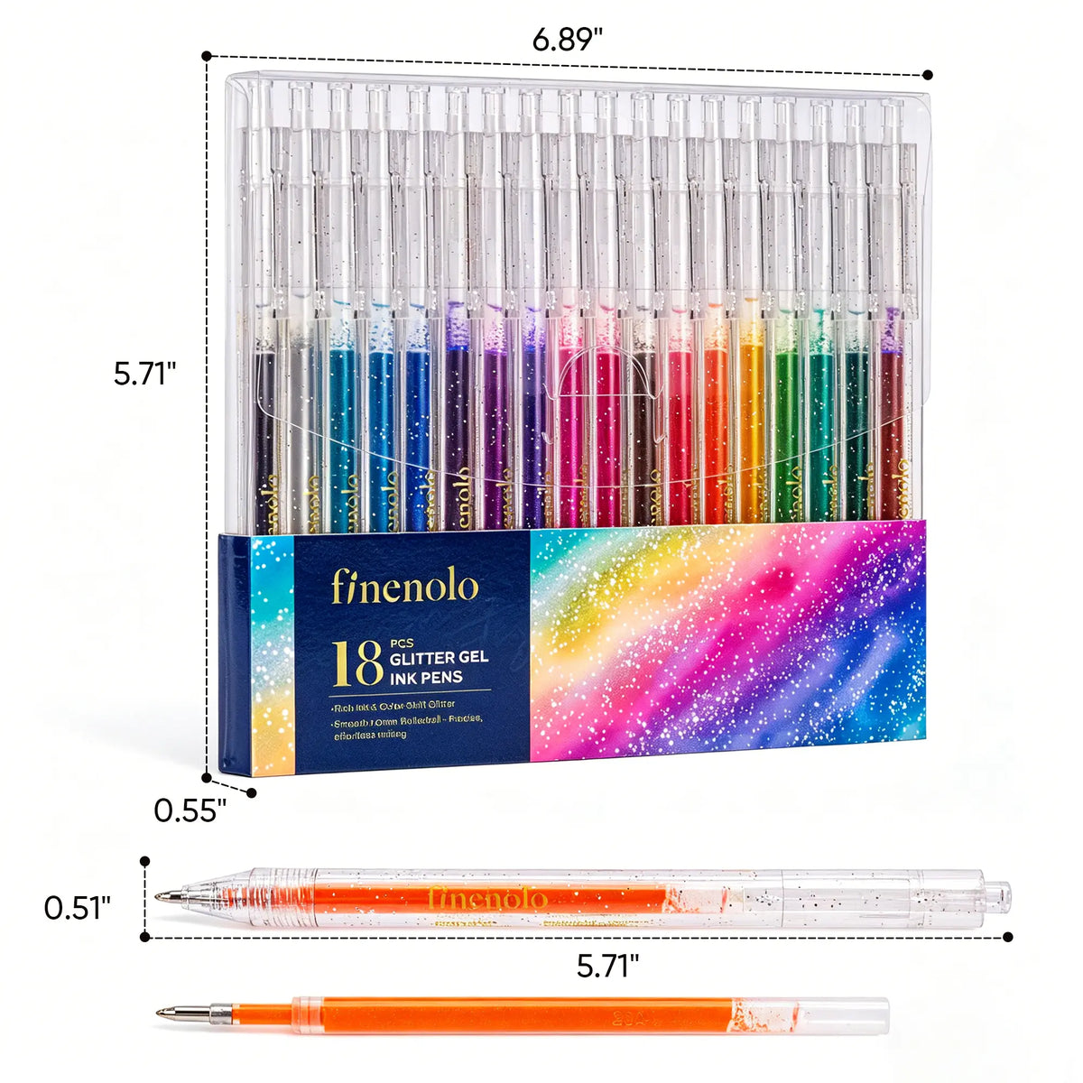 Selling Retractable Glitter Sparkle Gel Pens 1.0mm Fine Tip, Large Capacity Gel Pen Set for Art Journal & Hand Lettering