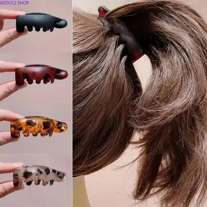 2026 4Pcs Mini Leopard Print Banana Hair Clips