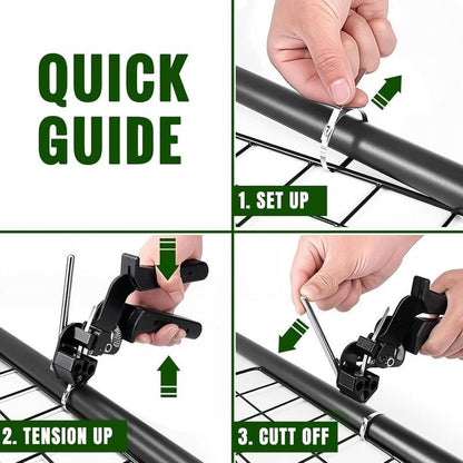 Stainless Steel Cable Tie Gun Tool with Metal Zip Ties, Heavy Duty Cable Tie Tightener & Cutter for Industrial, Fencing