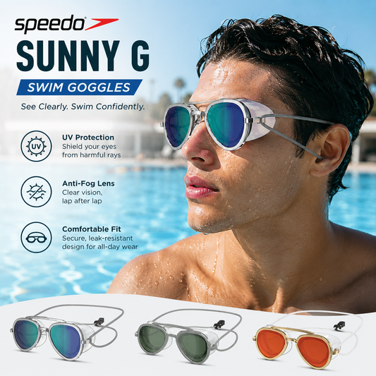 Speedo Sunny G Swim Goggles Anti-Fog UV Protection Swimming Goggles