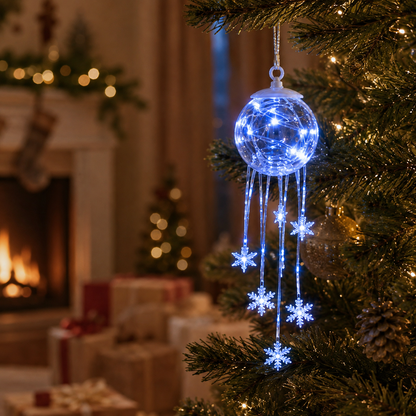 Winter Magic Snowflake Cascade LED Hanging Christmas Ornament