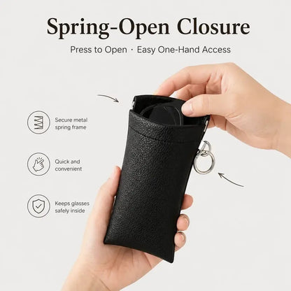 Elastic Opening PU Leather Sunglasses Pouch Soft Portable Anti Scratch Eyeglasses Storage Protective Bag