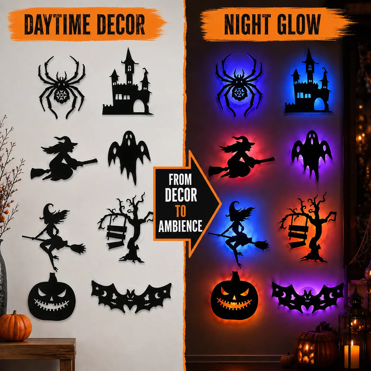 🕯️Halloween LED Silhouette Wall Light Stickers👻🎃