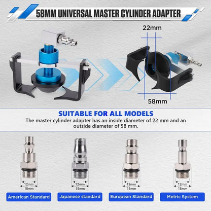 Universal 58mm Master Cylinder Brake Bleeder Adapter Kit