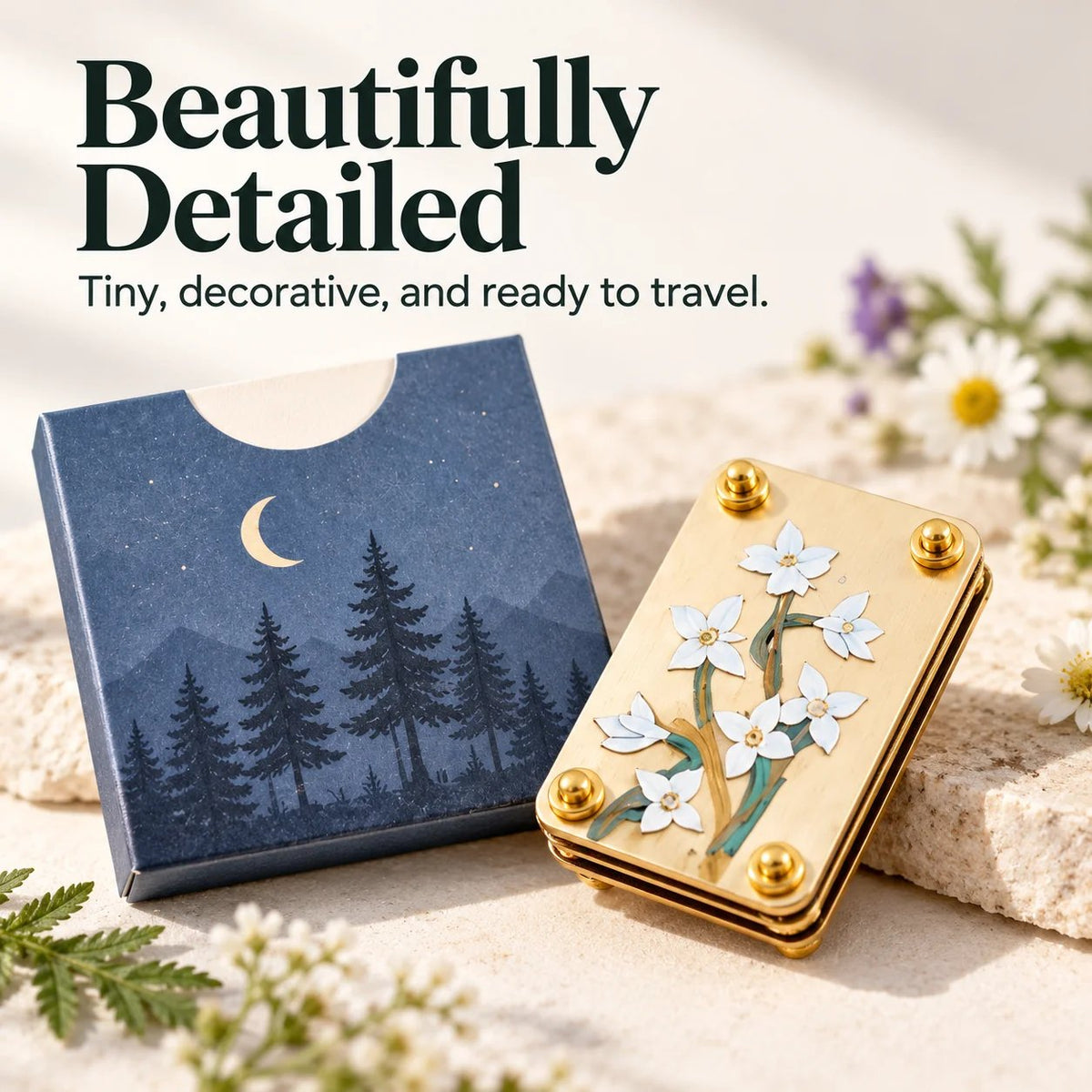 Mini Portable Flower Press | Pocket-Sized Botanical Press for Small Blooms, Petals & Keepsake Crafts