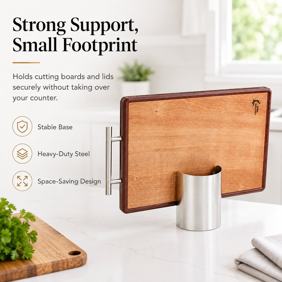 Stainless Steel Pot Lid Holder | Multi-Functional Kitchen Organizer For Lids, Cutting Boards & Utensils