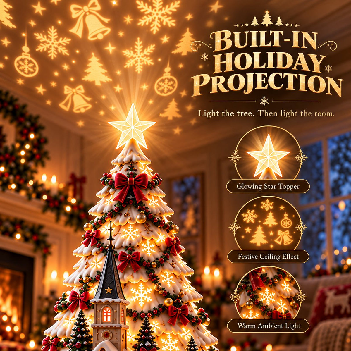60, Christmas Village Projection Centerpiece 4 Themed Villages