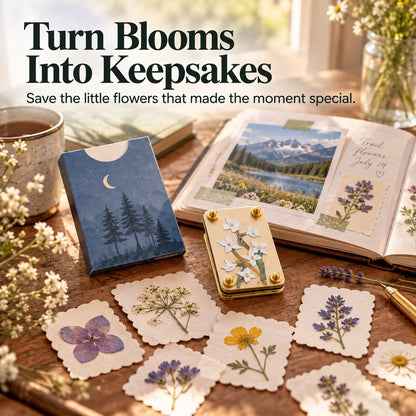 Mini Portable Flower Press | Pocket-Sized Botanical Press for Small Blooms, Petals & Keepsake Crafts