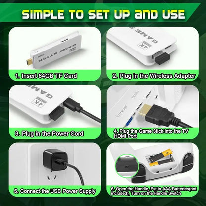 2026 Upgraded Retro Game Stick, 4K HDMI, 40000+ Classic Games, 23 Emulators, Dual Controllers
