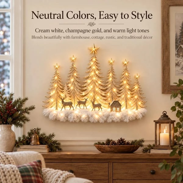 Step Into an Enchanted Winter Grove: Lighted Christmas Woodland Forest Wall Decor