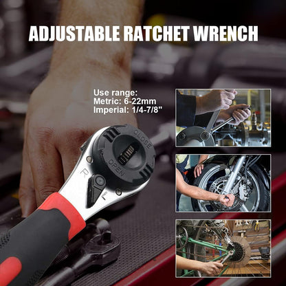 Adjustable Ratchet Wrench 6-22mm Heavy Duty CR-V Steel Repair Spanner