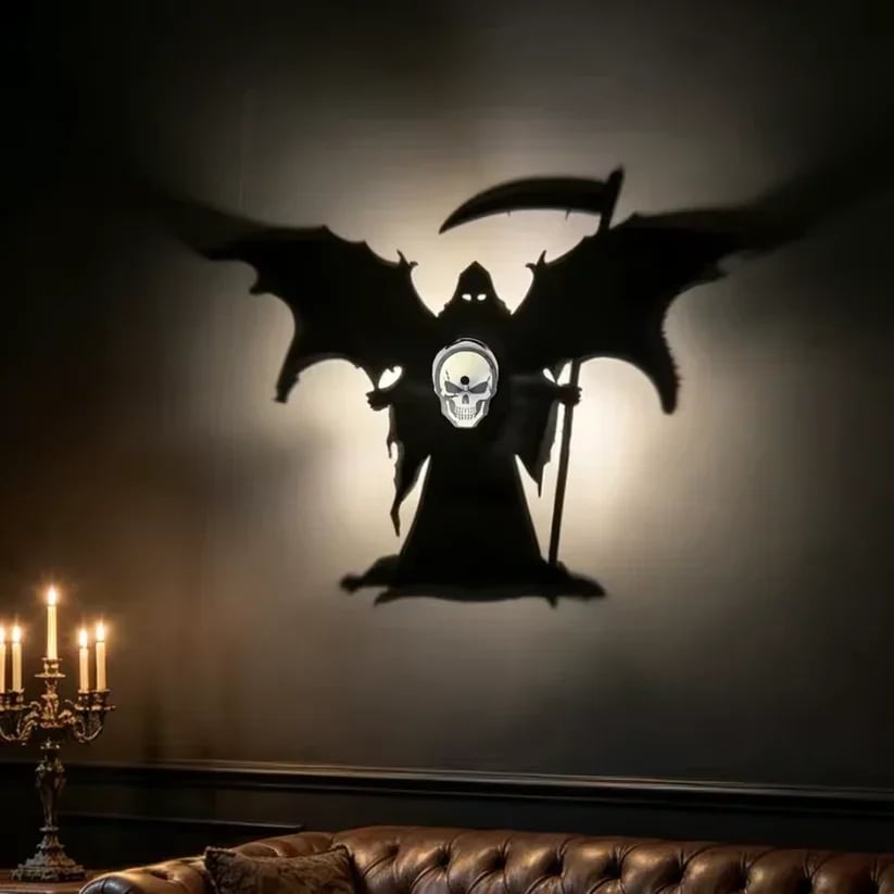 Grim Reaper Shadow Projection Wall Light No-Drill Halloween Decor