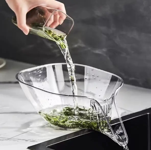 Drain Basket with Jumpstart Spout Accessories Gadgets for Washing Vegetables & Fruits