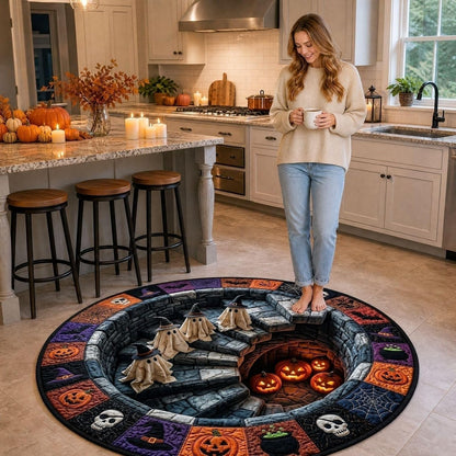 Haunted Stairway Halloween Rug