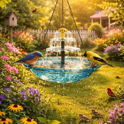 Solar Hanging Birdbath Fountain