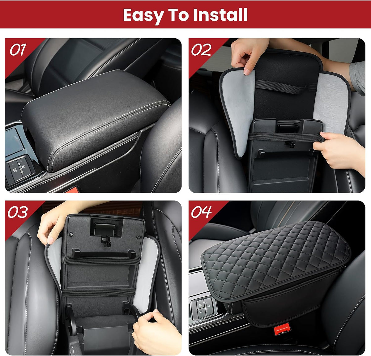 Multifunctional Car Armrest Box Cushion with Built-in Storage Bag
