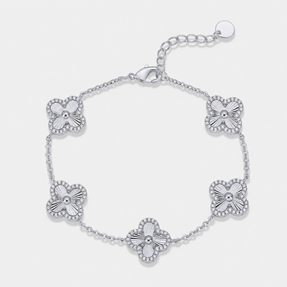 14K Gold-Plated Four-Leaf Clover Bracelet Lucky Charm Jewelry for Women