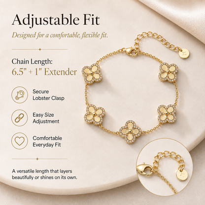 14K Gold-Plated Four-Leaf Clover Bracelet Lucky Charm Jewelry for Women