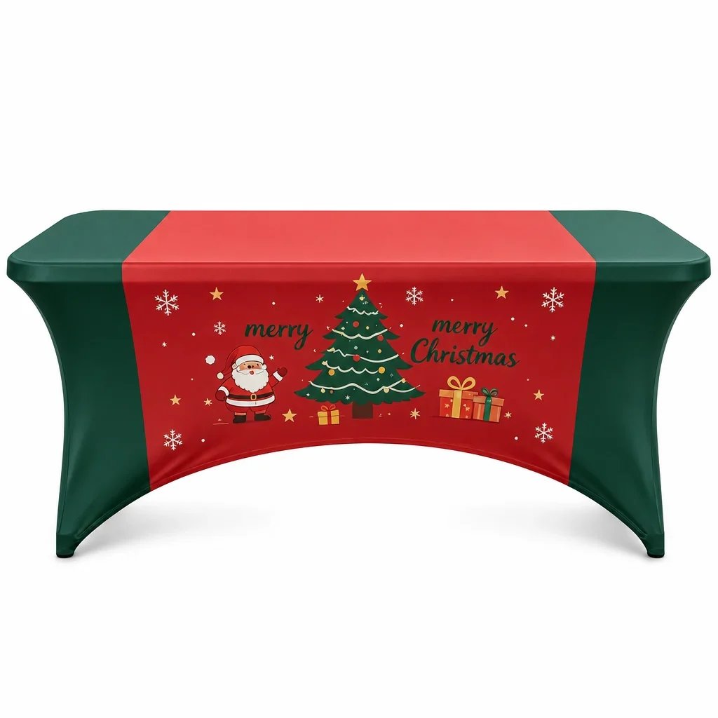 Christmas Stretch Fitted Table Cover for Rectangular Tables