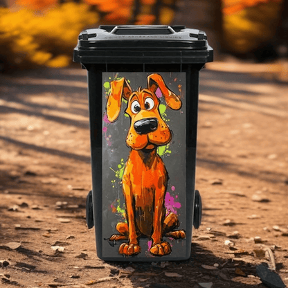 Creative Trash Can Sticker with Colourful Cartoon