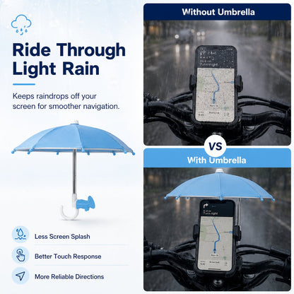 Mini Sun/Rain Umbrella for Motorcycle & Bicycle Phone MountShade Your Screen. Save Your Battery