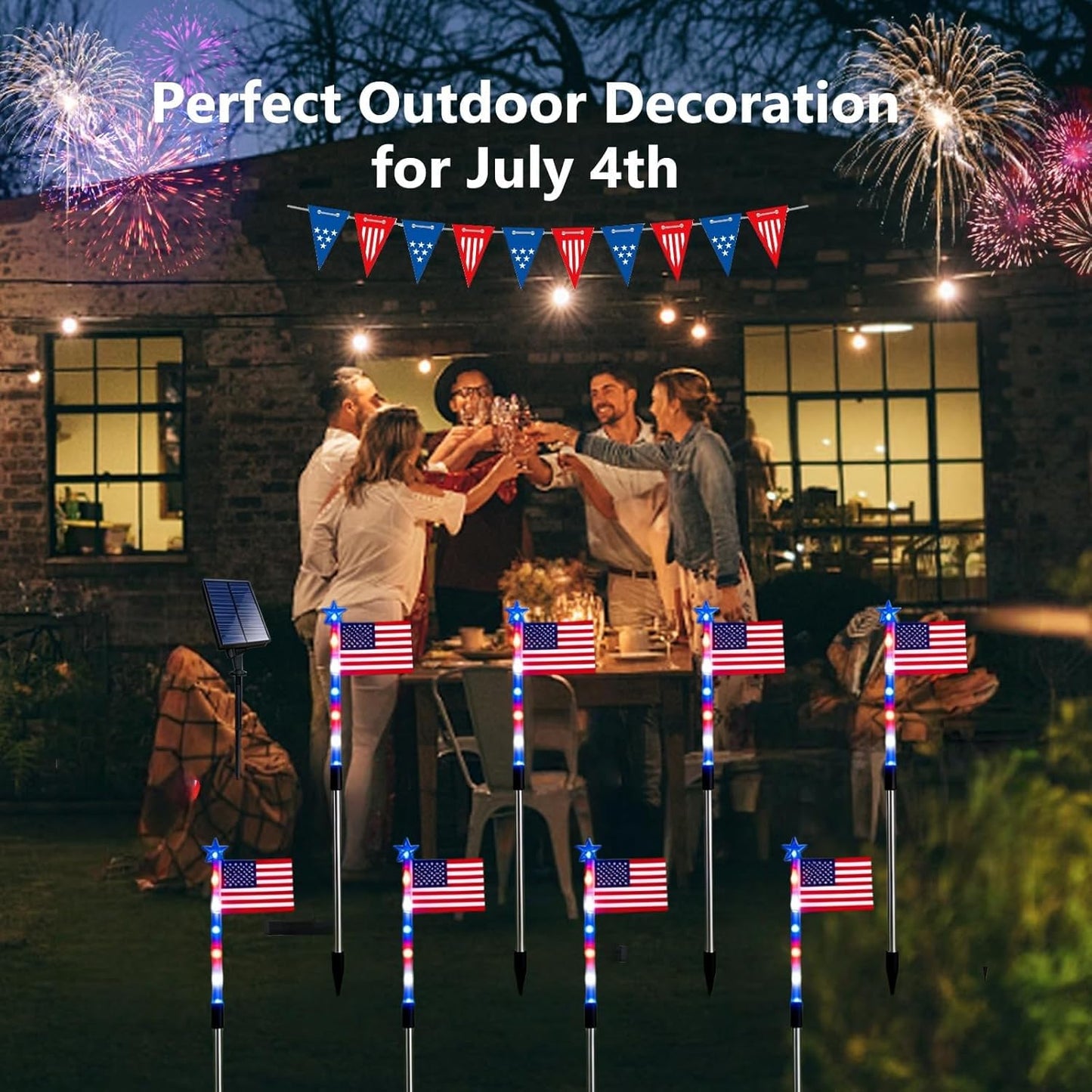 Solar American Flag Lights