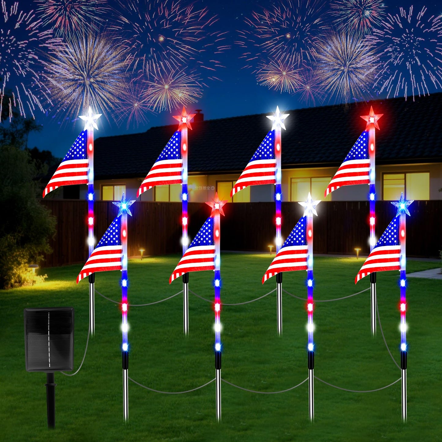Solar American Flag Lights