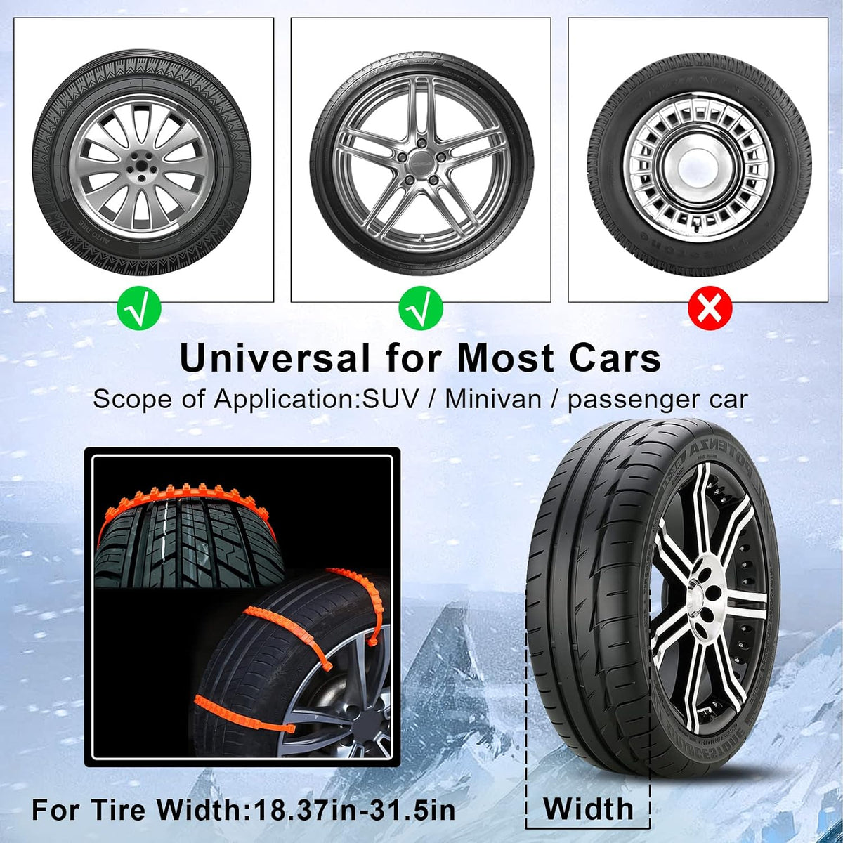 10 Pcs Winter Car Snow Chains Universal Anti-Skid Tire Chain