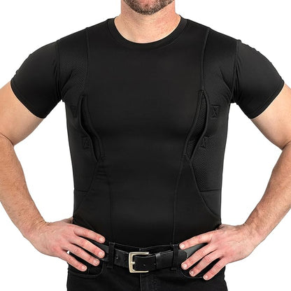 Concealed Carry Compression Shirt Dual Holster Tactical Undershirt for Men