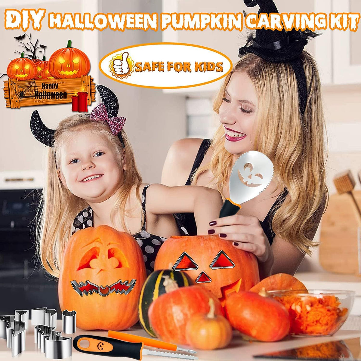 Halloween Pumpkin Carving Kit 24-Piece Family DIY Set