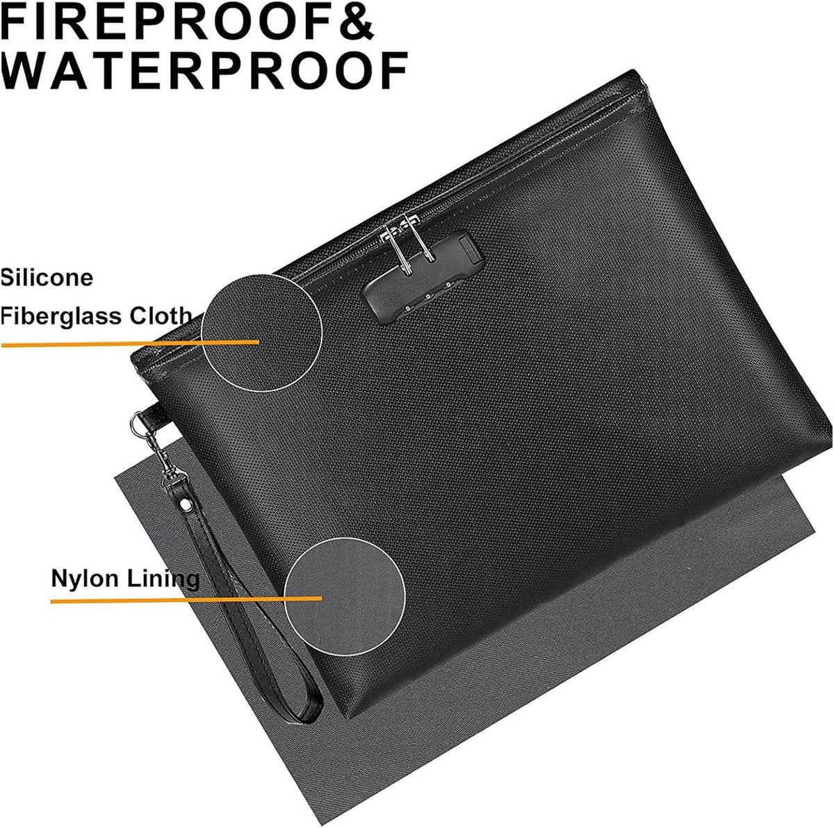Fireproof Document Bag – Waterproof File Organizer for Cash, Passport, Legal Documents & Valuables