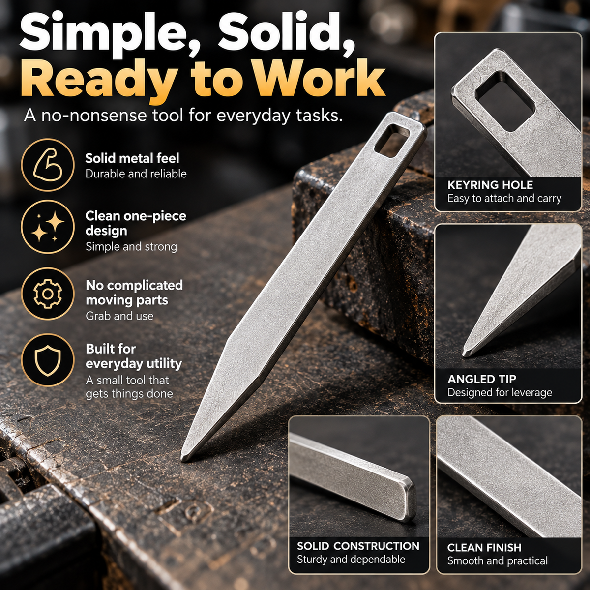 Pocket Pry Bar Compact EDC Keychain Tool for Everyday Tasks