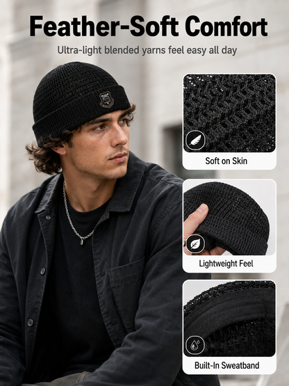 Lightweight Netting Beanie Breathable Cuffed Skull Cap for Summer Runs